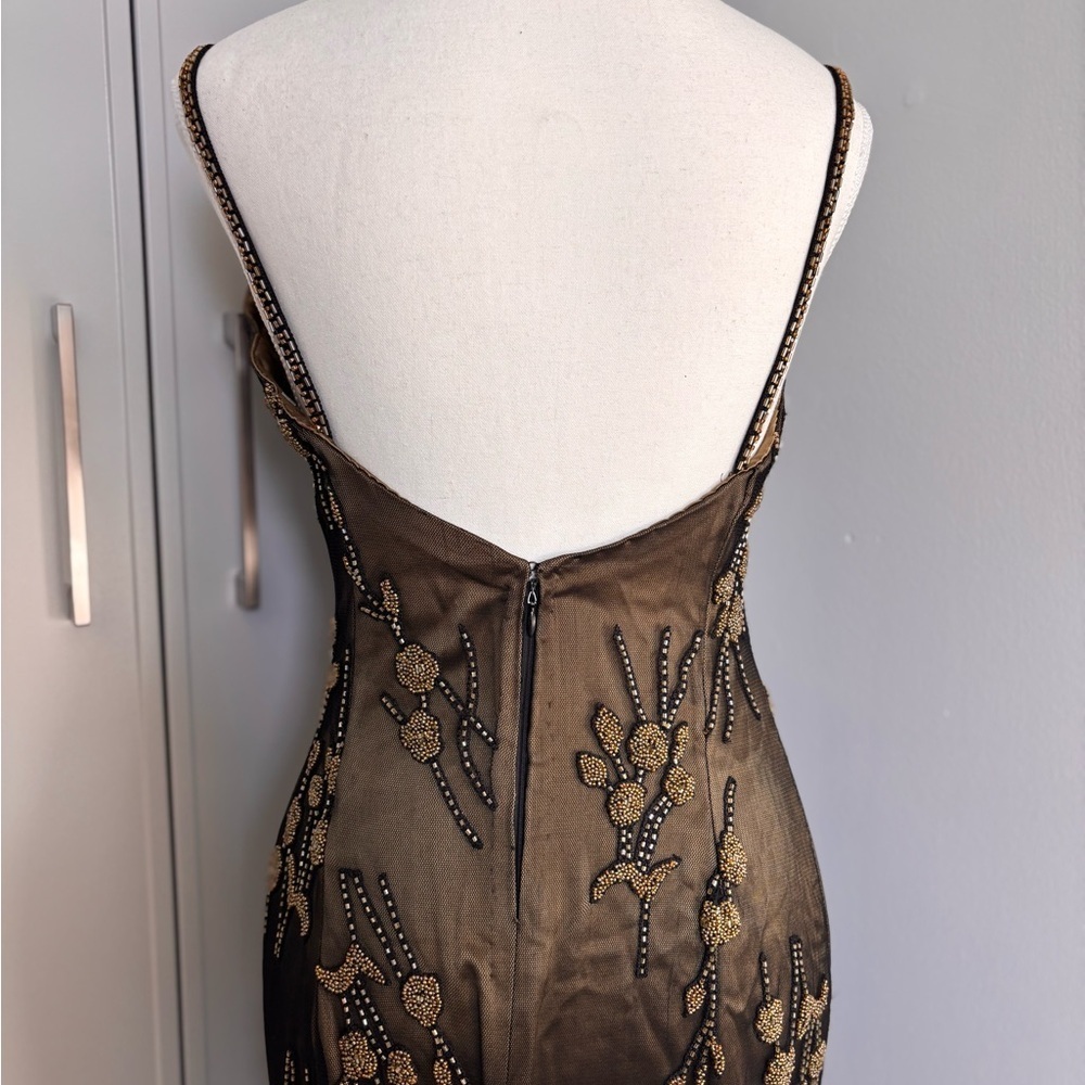 Stunning Vintage Bob Mackie Black/Green/Gold Beaded Dress - Picture 6 of 12